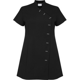 Proluxe Essentials Cross Body Beauty Tunic Hairdressing Spa Massage Therapist Health Work Nail Salon Uniform (Black, 30)