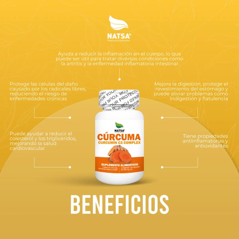 Curcuma Complex 100 Cápsulas, Calidad Premium Sabor Natural