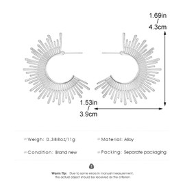 Gold Earrings for Women Silver Chunky Statement Boho Dainty Funky Jewelry Gift (Silver)