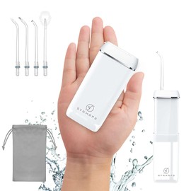 Irrigador bucal de agua [Mini portátil inalámbrico] Limpiador de dientes de agua para irrigador bucal, tanque de agua telescópico, 3 modos y IPX7 impermeable, hilo dental para el hogar y viajes para dientes, soporte para cuidado de puentes.