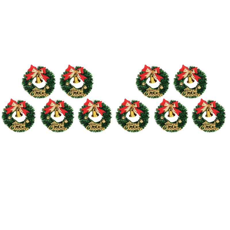 10PCS Dollhouse Christmas Wreaths Simulation Plastic Garland Model for 1/12