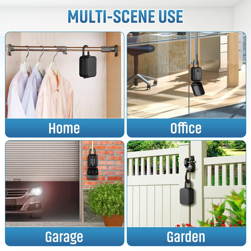 TEUEN Portable Key Lock Box, Waterproof Sturdy Lock Box for