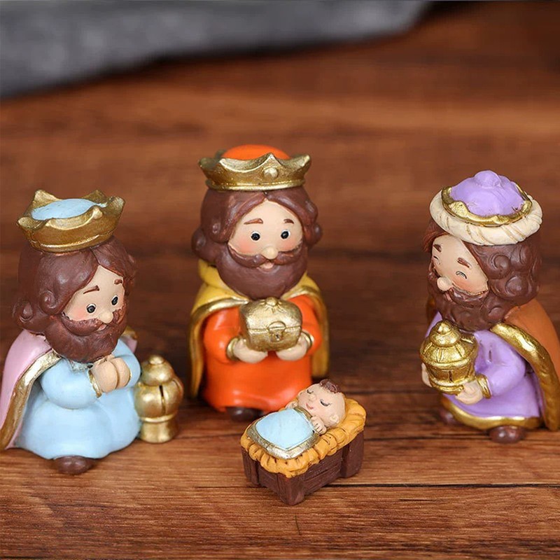 Colorful Nativity Scene Figurine Set Cute Animals Rugged Lightweight Reliable