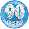 OAKTREE UK 633599 6" Jumbo Badge 90 Today Blue Holographic