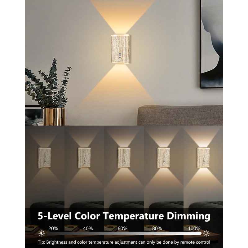 2 Pack Motion Sensor Wall Sconce with Remote – Rechargeable