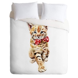 Society6 Anna Shell Bobcat Cub Duvet Cover Set with Pillowcase(s), Twin, Agate Rose Gold Glam 4