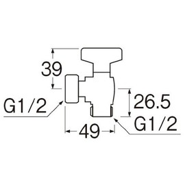 SANEI V6271-13 Angle Ball Valve with Nut Handle One-Touch Detachable Gasket Included