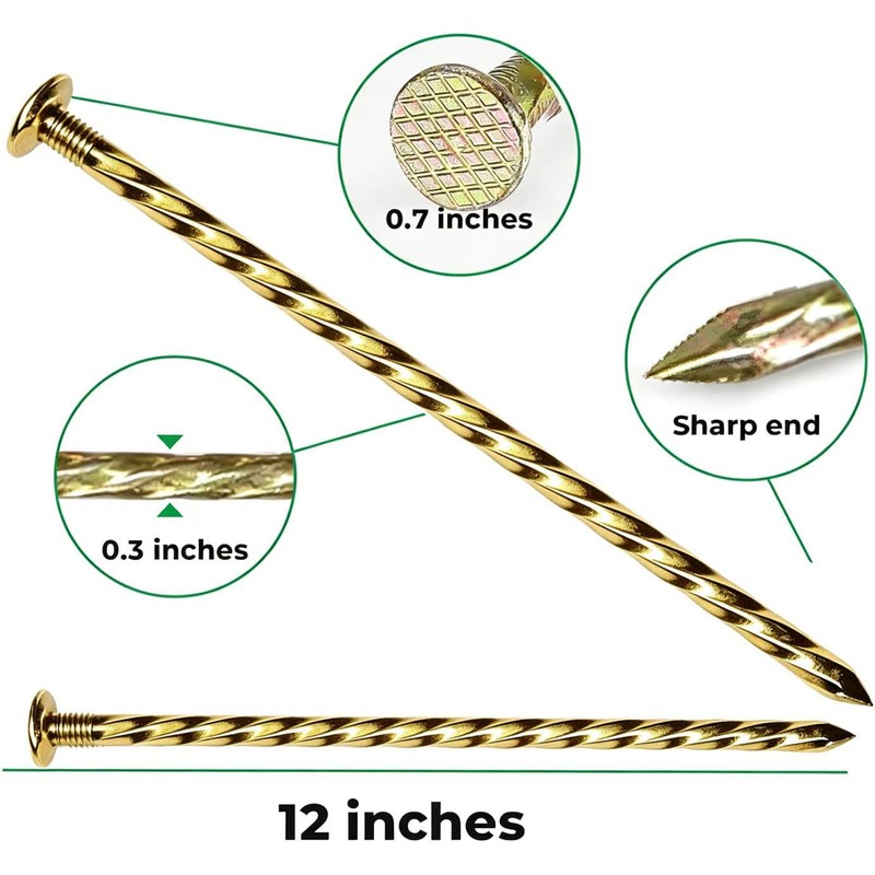 12 Inch 30 Pack Garden Staples ，Spiral Landscape Spikes, Landscape