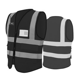 GOL-SIV Mesh Reflective Safety Vest,High Visibility Work Construction Vest for Men Women with Pockets Zipper Front Meet ANSI/ISEA Standard (Black, M)