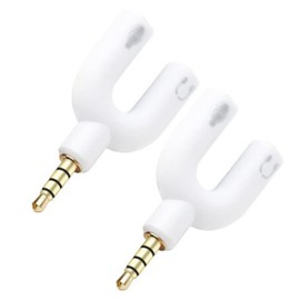 NANYI 2PCS White Headphone Splitter Headphone Microphone Adapter for Audio Stereo Headphone and MIC for Phone, Computer, MP3...