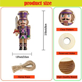 36pcs Colorful Wooden Christmas Ornaments, 12 Designs, Ideal for Christmas Decorations.