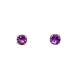 Unbranded Amethyst Stud Earrings AAA Grade Sterling Silver Round February Purple 4mm kids