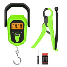 ORIA Digital Fishing Scale, 50 kg/0.005 kg Luggage Scale, Portable Hanging Fishing Scales with LCD Display, Tape Measure, Fish Controller, for Outdoor Fishing, Weighing Luggage - Green