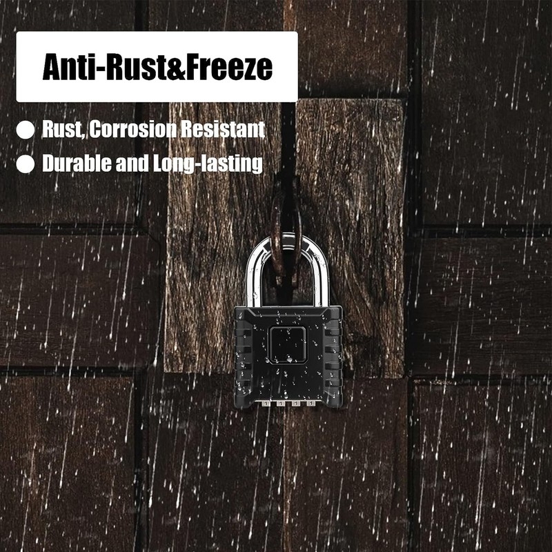 Security Padlock 4 Digits Resettable Combination Lock Stainless Steel for