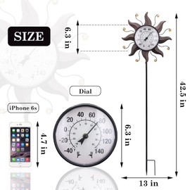 MUMTOP Outdoor Thermometer - 42 Inch Metal Sun Garden Stake Outside Thermometer for Patio, Yard and Garden