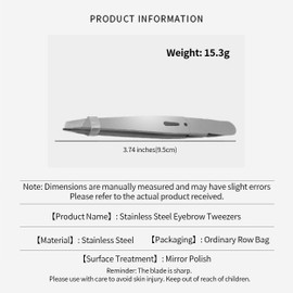 fKiZanthene Professional Precision Eyebrow Tweezers, Point-Tip Precision Tweezers for Ingrown Hair, Eyebrows, Facial Hair, Splinters, Glass Removal - Perfectly Aligned, Stainless Steel Slanted Hair Re