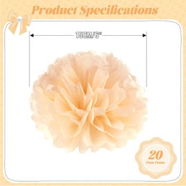 20pcs Tissue Paper Pom Poms - Peach Color - 6 Inch - Tissue Paper Pompoms for Engagement, Wedding, Birthday Party Deco