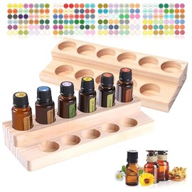 WishesMar WishesMar 2 Stck 11 Slots ?therisches ?l Halter Regal aus Holz - Bietet Platz fr 5-15 ml ?therisches ?l-Flaschen - Aufbewahrungs St?nder Gestell Organisator fr ?therische ?le und Duft?le