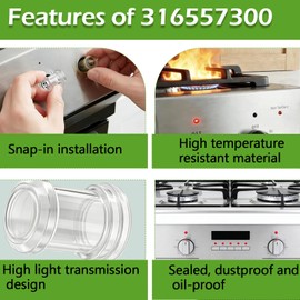 316557300 Light Lens Cover fit for Frigidaire Oven Range Cooktop 2 Pack