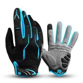 I Kua Fly Full Finger Cycling Gloves, Touchscreen Compatible MTB Gloves with Gel for Men and Women, blue, m