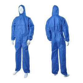 KeeboMed Hazmat suit, Chemical Protective Coverall, Category III, Type A, Microporous,Hood, Elastic Wrists and Ankles, Zipper (Blue, XL)