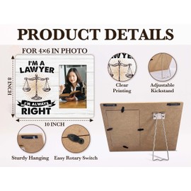 Lawyer Photo Frame, Lawyer Day Gifts, Graduation Gifts For Law Students, I'M Always Right Photo Frame, Lawyer Appreciation Gifts, Gifts For Birthday Christmas, Table Picture Frames With Stand-09