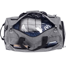 Sports Gym Bag with Shoes Compartment Travel Duffel Bag for Men and Women (Grey)