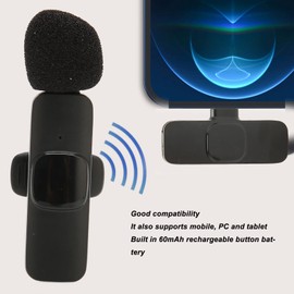 ciciglow Wireless Lavalier Microphone, K8 USB C Lapel Microphone Plug Play Wireless Microphone 6-10 Hours Standby Time for Phone PC Tablet Vlog Video Recording