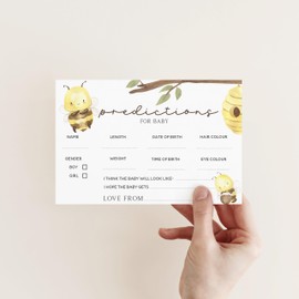 Baby Shower Games - Pack of 20 Baby Prediction Cards- Cute Bumle Bee Design-Unisex (BSBeeP20)
