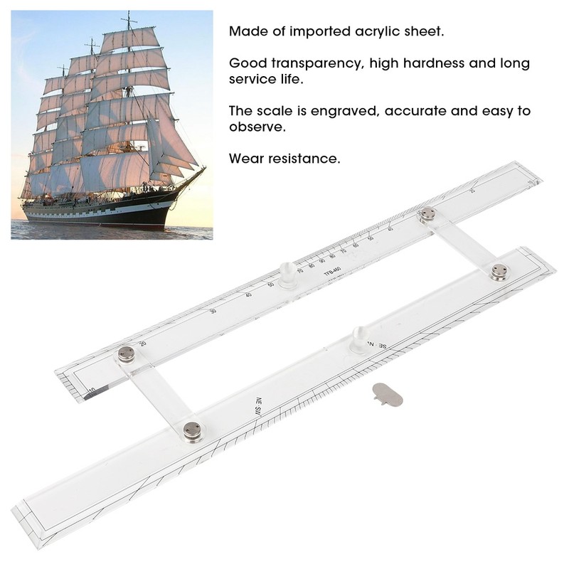 TFB-460 Wooden Case Marine Navigation Parallel Ruler for Boat