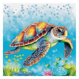 51buyoutgo Sea Turtle Cross Stitch Kits, 11 Ct Count Pre Printed Counted Stamped Cross Stitch Embroidery Needlepoint Patterns Kits for Beginners Adults, Animal Easy Advanced Crossstitch Crossstitching