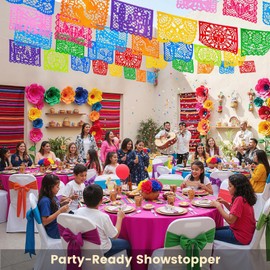 FUTUREPLUSX Papel Picado Fiesta Banner 18Ft – Day of the Dead Decorations, Hispanic Heritage Month Decor, Spanish Classroom Decoration, Fiesta Party Supplies, Mexican Home Decor