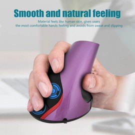 ASHATA Ergonomische Vertikale Maus, Vertikale Maus Vertical Ergonomic Optical Mouse,Tragbar USB Kabelgebundene Optische Vertikalmaus 3200 DPI 6 Tasten,für PC/Laptop Notebook usw.(Lila)