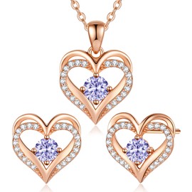 CDE Jewellery Sets for Women 925 Sterling Silver Heart Necklace and Earrings Sets Anniversary Birthday Christmas Jewelry Gifts for Women Mum Girlfriend Her