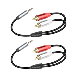 YANBORONSN 3.5mm to 2 RCA Stereo Audio Cable,3.5mm Aux Male to 2 RCA Male Headphone Jack Audio Adpter Cable,1/8 to 2RCA Auxiliary Stereo Y Splitter Cable for Phone,Tablet,Computer,MP3(1Ft/2Pack)