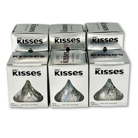 Milk Chocolate Kisses Candy, Valentine's Day Treats, Individually Wrapped, 1.45oz - 6 Pack