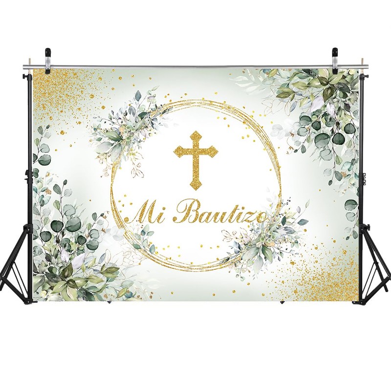 Mi Bautizo Backdrop Mexican Baptism Party Decorations God Bless First