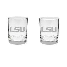 LSU Tigers 2-Sided Satin Finish, Rock, or Beverage Glass - Set of 2