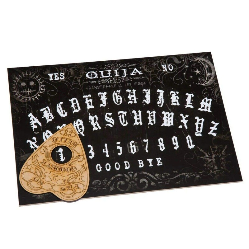 WICCSTAR Wooden black Ouija board game with planchette and detailed