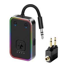 2025 Beeitzie Ultra Airplane Bluetooth 5.4 Transmitter for All Headphones, aptX LL, Supports 2 Headphones/AirPods, Wireless Audio Adapter for in-Flight, TV, Gym, Tablets，Metal Frame