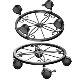 KOOKASHOP 2-Pack Plant Caddy with Wheels - Plant Stand with Wheels, 360° Lockable Plant Rollers Plant Dolly, 10.24" Plant Tray with Casters for Indoor and Outdoor, Black