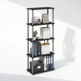 Furinno Turn-N-Tube 5-Tier Multipurpose Compact Bookcase, Black/Grey
