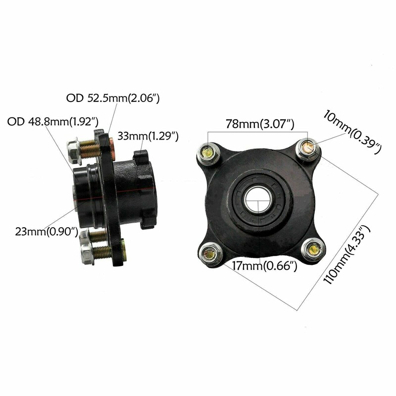 Futchoy 4 Stud Front Brake Disc Wheel Hub with Steering
