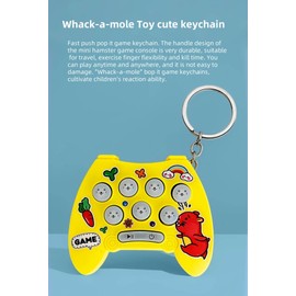 YHFITN Whack-A-Mole Game Pop It Pendant Keychain, Mini Tic-Tac-Toe Game Key Chain, Fur Ball Beaded Bag Charms, Portable Decompression for Fun, Birthday Party Gift for Boys Girls