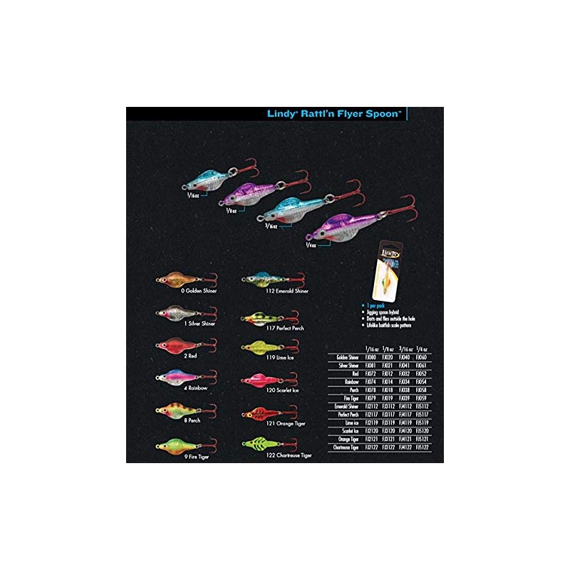 Lindy Rattl'N Flyer Spoon Hybrid Ice Fishing Lure Jigging Spoon,
