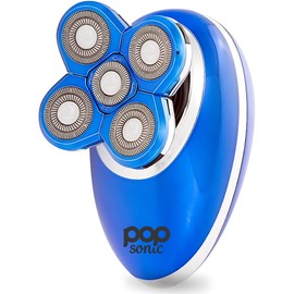 Pop Sonic 5-Head Electric Shaver Kit - Unisex (Blue) Shaver for Face, Head & Body - Smooth, Waterproof USB Rechargeable Trimmer with 360-Degree Precision Cut Heads for Men & Women