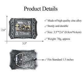 KOORASY Western Belt Buckle for Men, Horse Cross Belt Buckles Religious Pray Belt Buckles Texas American Jeans Accessory