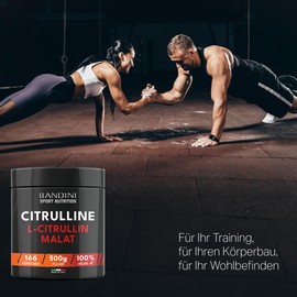 BANDINI Bandini? L-CITRULLINE MALATE | 2:1 500g Powder | High Dosage with 3g Citrulline Per Dose | Perfect Solubility | Pre-Workout, Muscle Building | Citrulline from Plant Fermentation | Vegan, No Additives