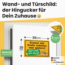 DankeDir! Einmal mit Profis arbeiten - Sign 30 x 20 cm - Saying Sign Birthday Gift Door Sign Funny Saying - Gift Party Decoration Office Gift Idea Colleagues Friends Craftsmen