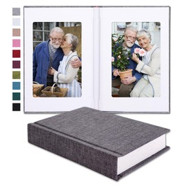 Pssoss Small 4x6 Photo Album with Writing Space Holds 20 Photos Ideal for Wedding Theme-Album and Baby Photo Album (Gray)